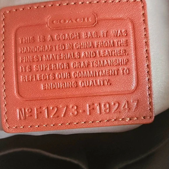 Coach Orange Coral Genuine Leather Satchel Handbag Purse G1273-F19247 12” X 7.5” - Picture 5 of 16